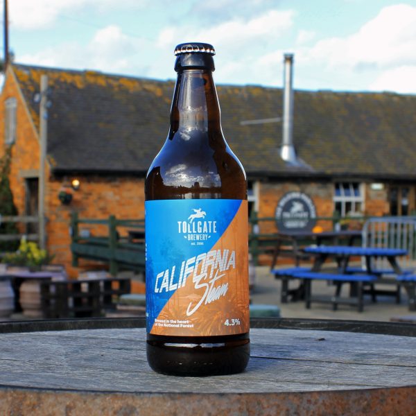 A bottle of California Steam Tollgate Brewery beer